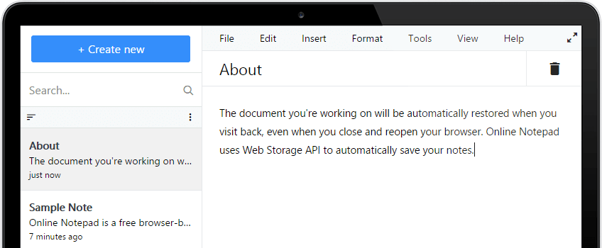 Eatseo Online Notepad Screenshot